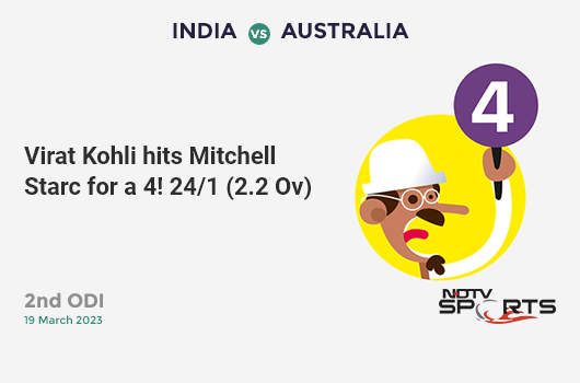 IND vs AUS: 2nd ODI: Virat Kohli hits Mitchell Starc for a 4! IND 24/1 (2.2 Ov). CRR: 10.29